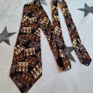 Chaps Ralph Lauren 100% Silk Tie Jazz Music Dancing Theme Made in USA Vintage?